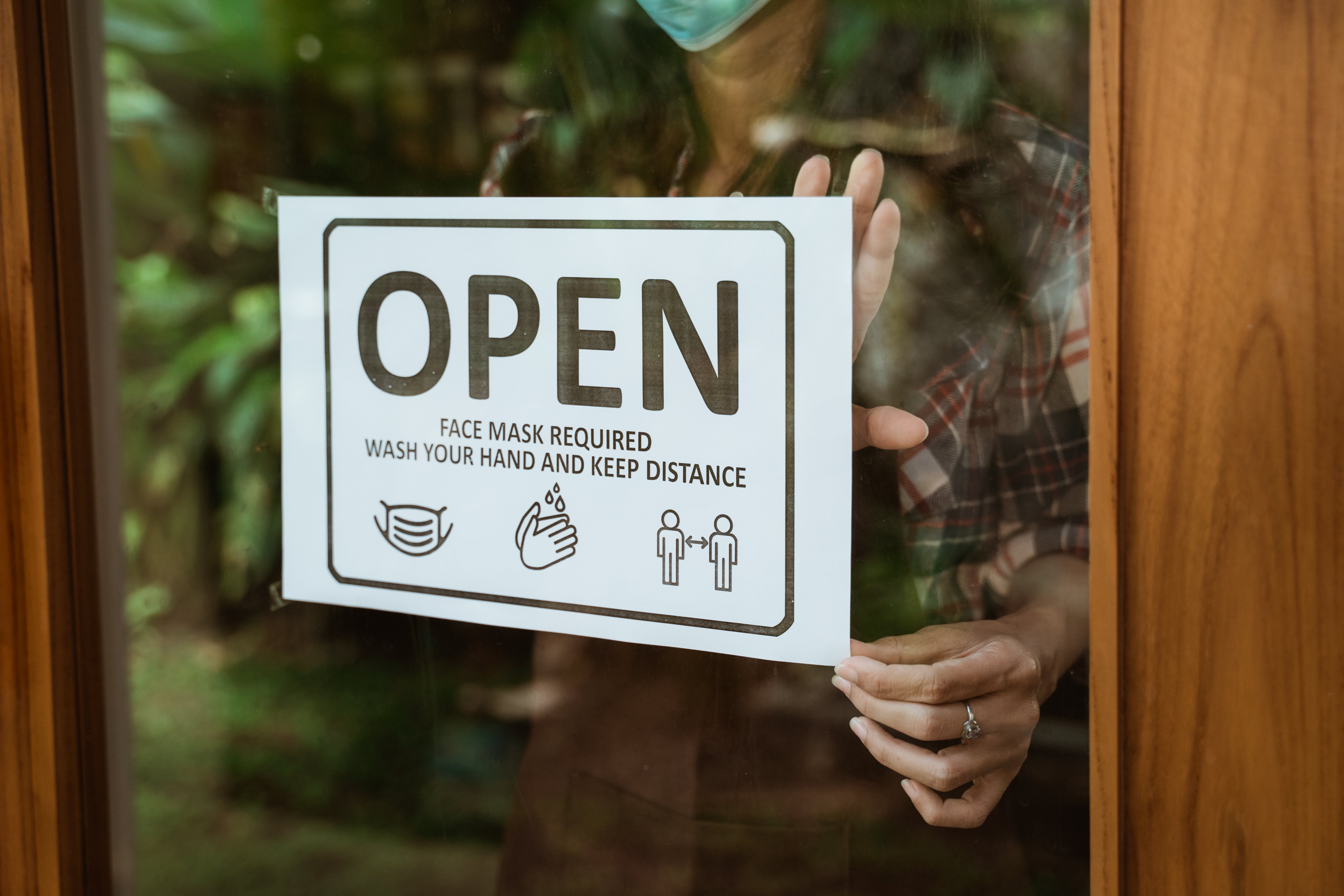 food service market research restaurant mask sign