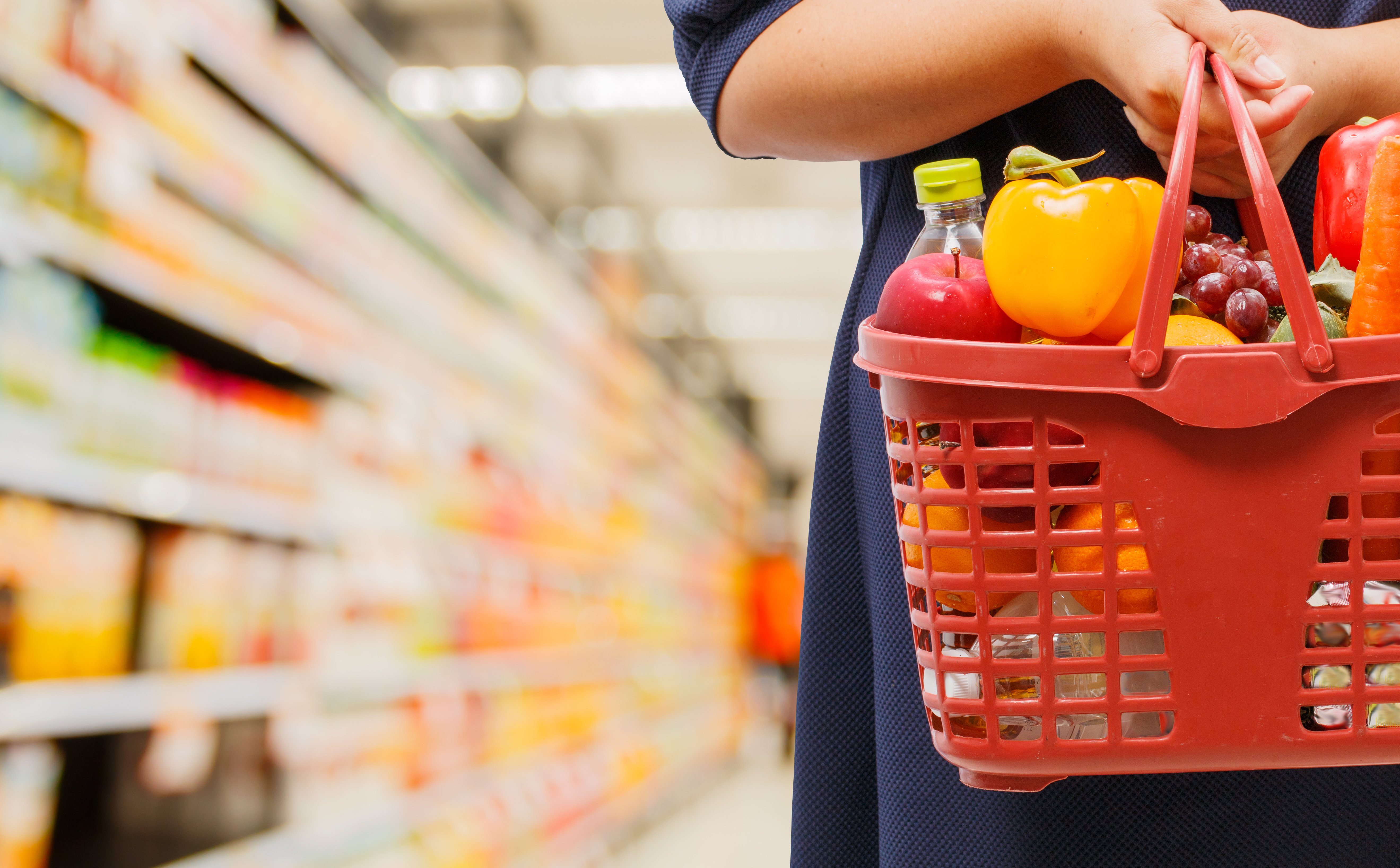 grocery market research basket of groceries