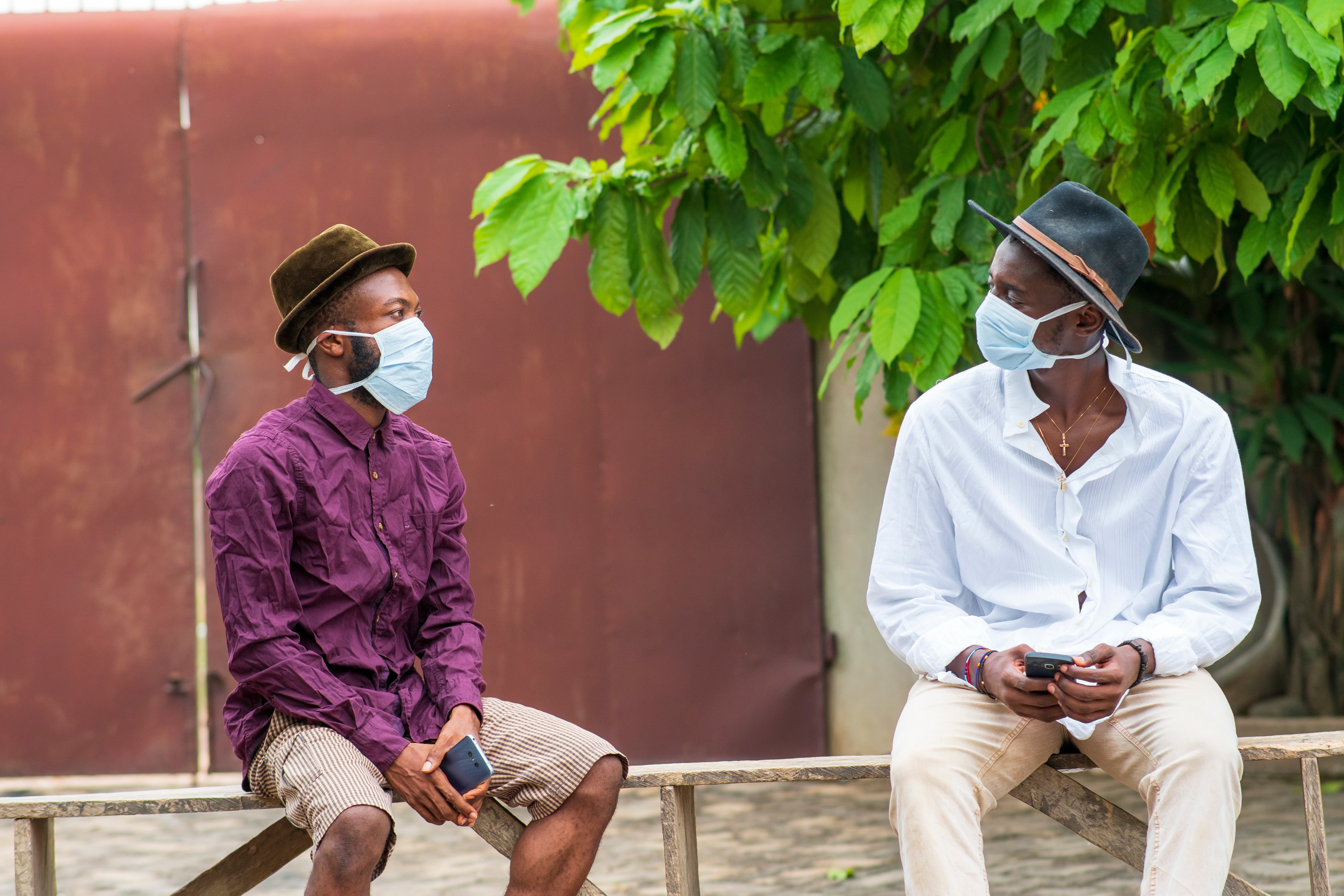 market research masks outdoors conversation